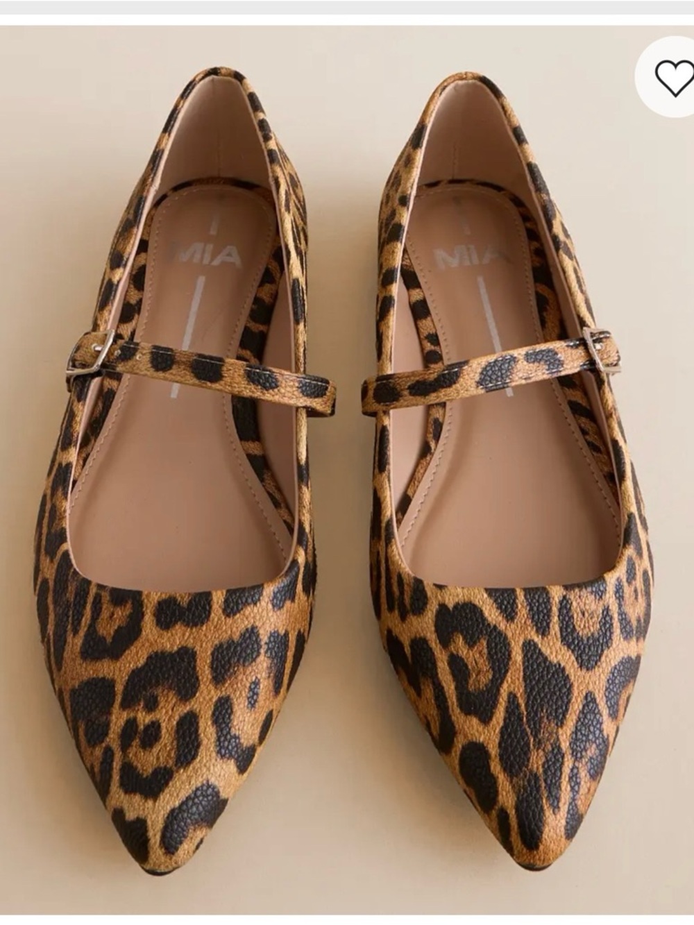MIA Leopard-Print Pointed Mary Jane Flats - Brown/Black